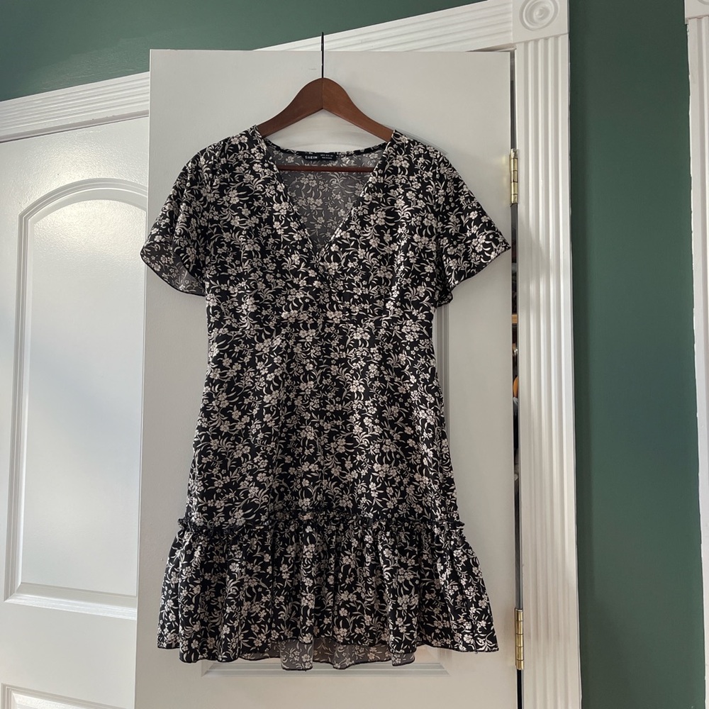 Mini white and black floral dress